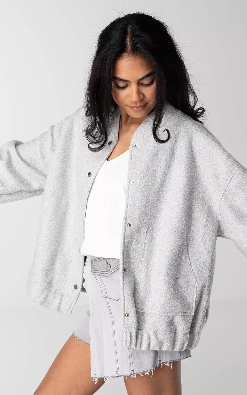 Oversized coat with press buttons Light Grey