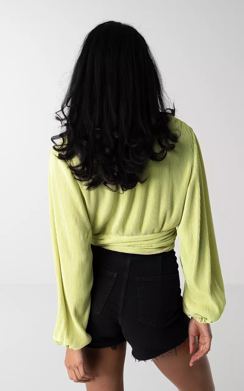 Pleated top with v-neck Light Green
