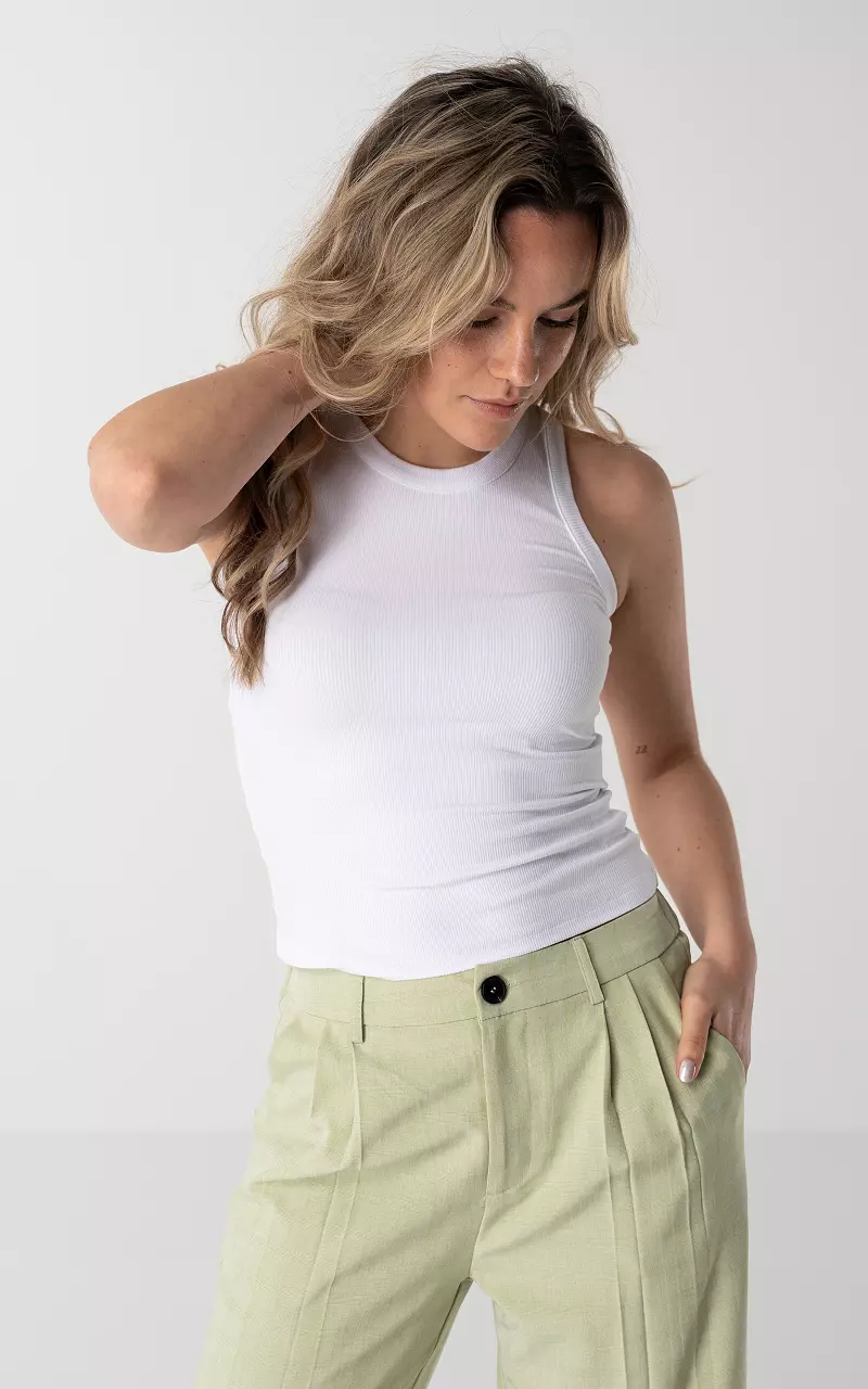 Tanktop with ribbed detail White