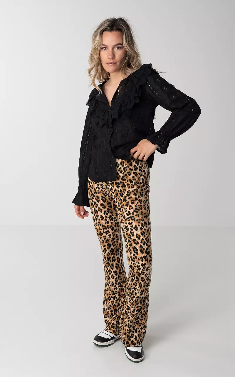 Flared pants with leopard print Light Brown Black