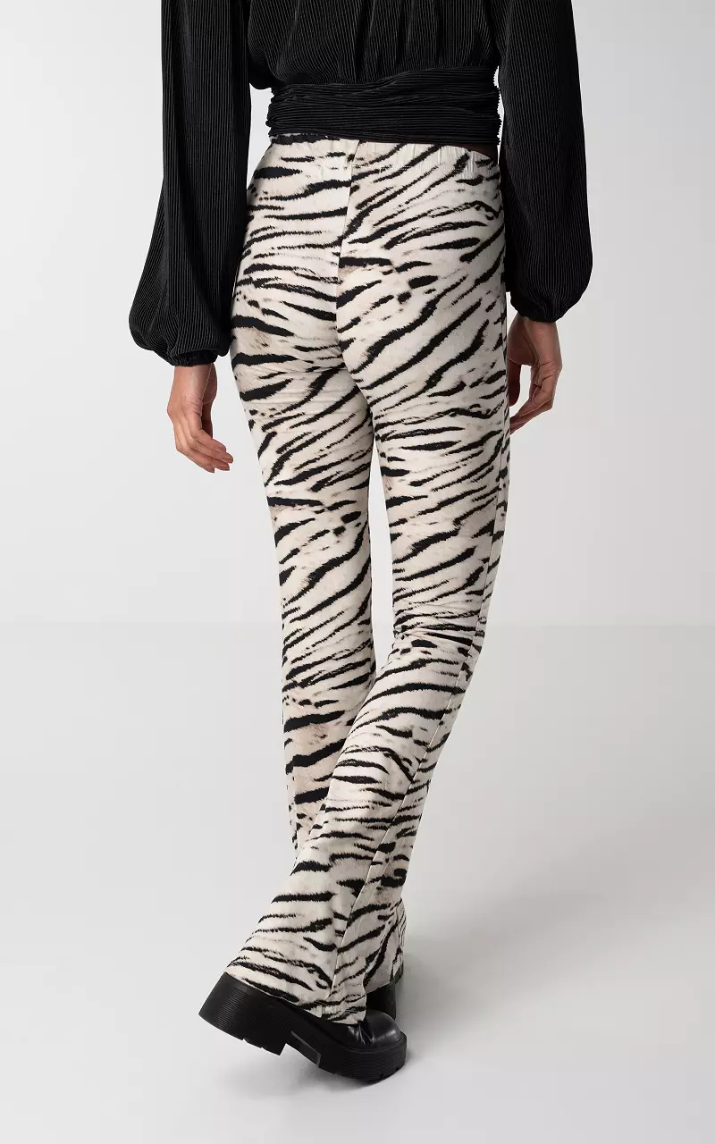 Flared pants with print Cream Black