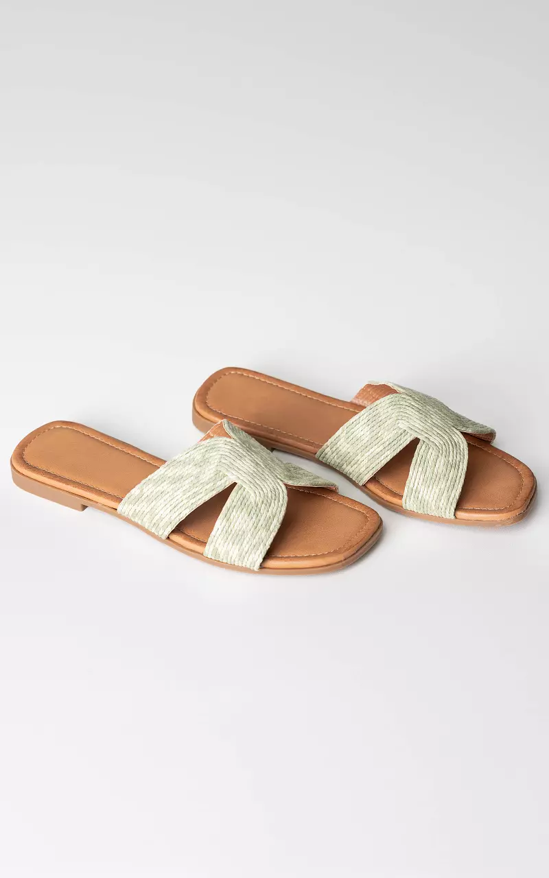 Slippers with braided band Light Green