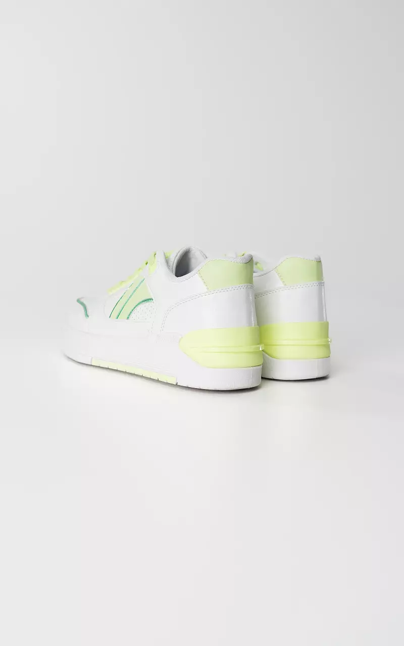 Lace-up sneakers with thick sole White Neon Green