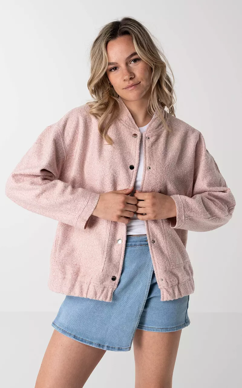 Oversized coat with press buttons Light Pink