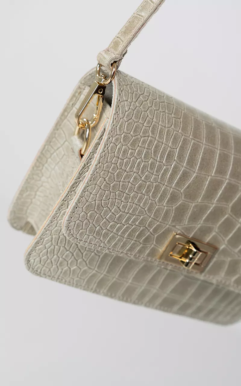Leather bag with gold-coloured closure Taupe