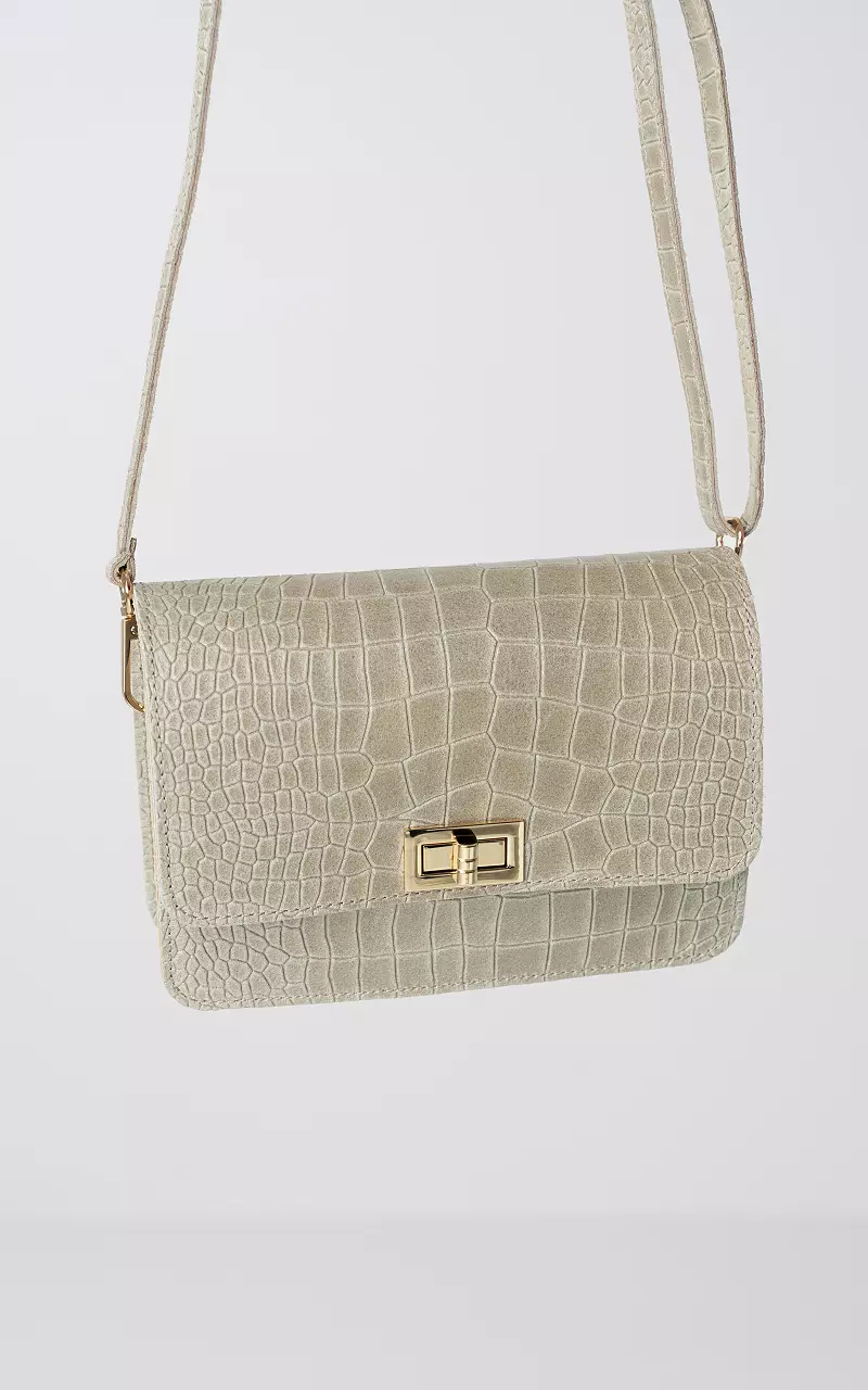 Leather bag with gold-coloured closure Taupe