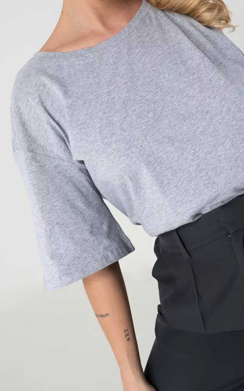Asymmetrical cotton shirt Light Grey