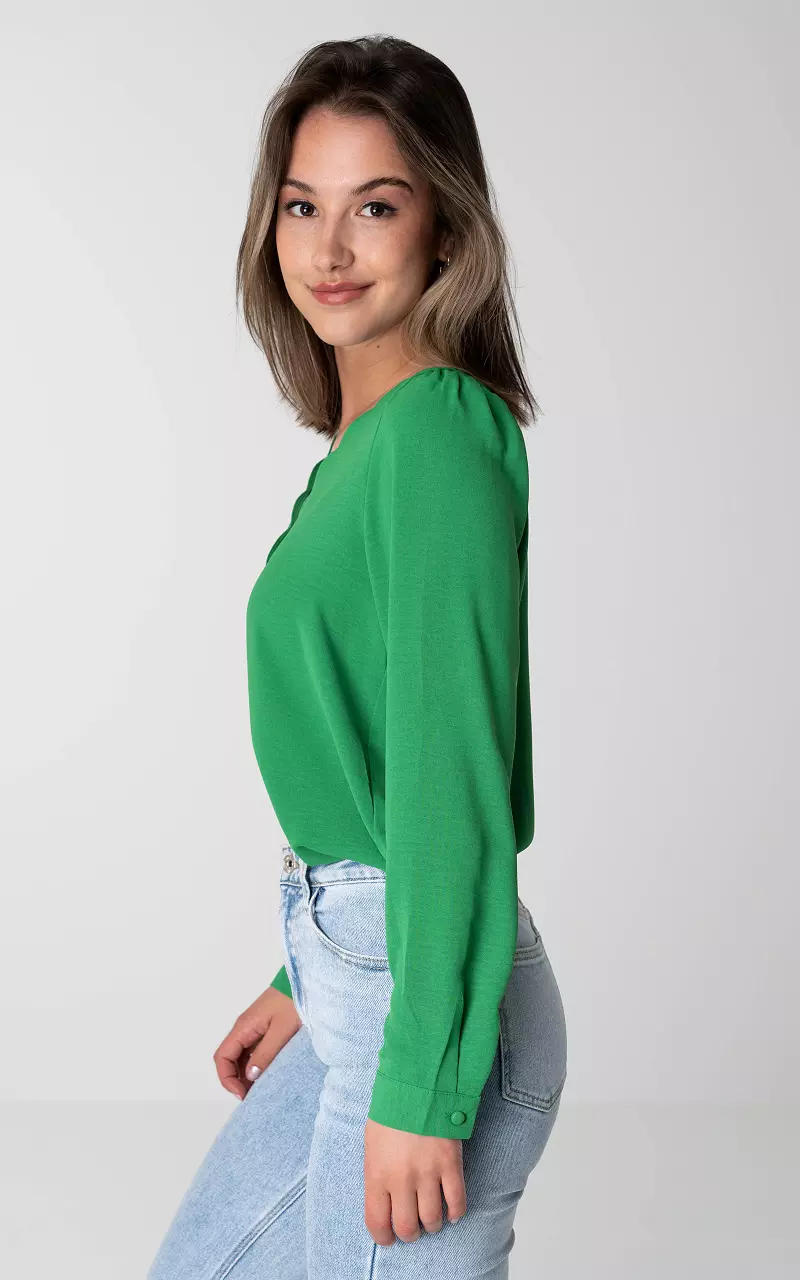 V-hals blouse met knoopjes Groen