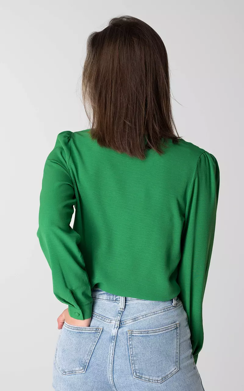 Bluse mit gewelltem Ausschnitt  Grün