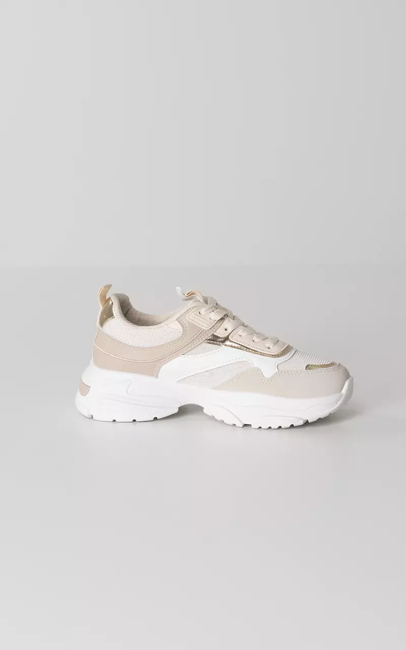 Lace-up sneakers with thick sole Beige Gold