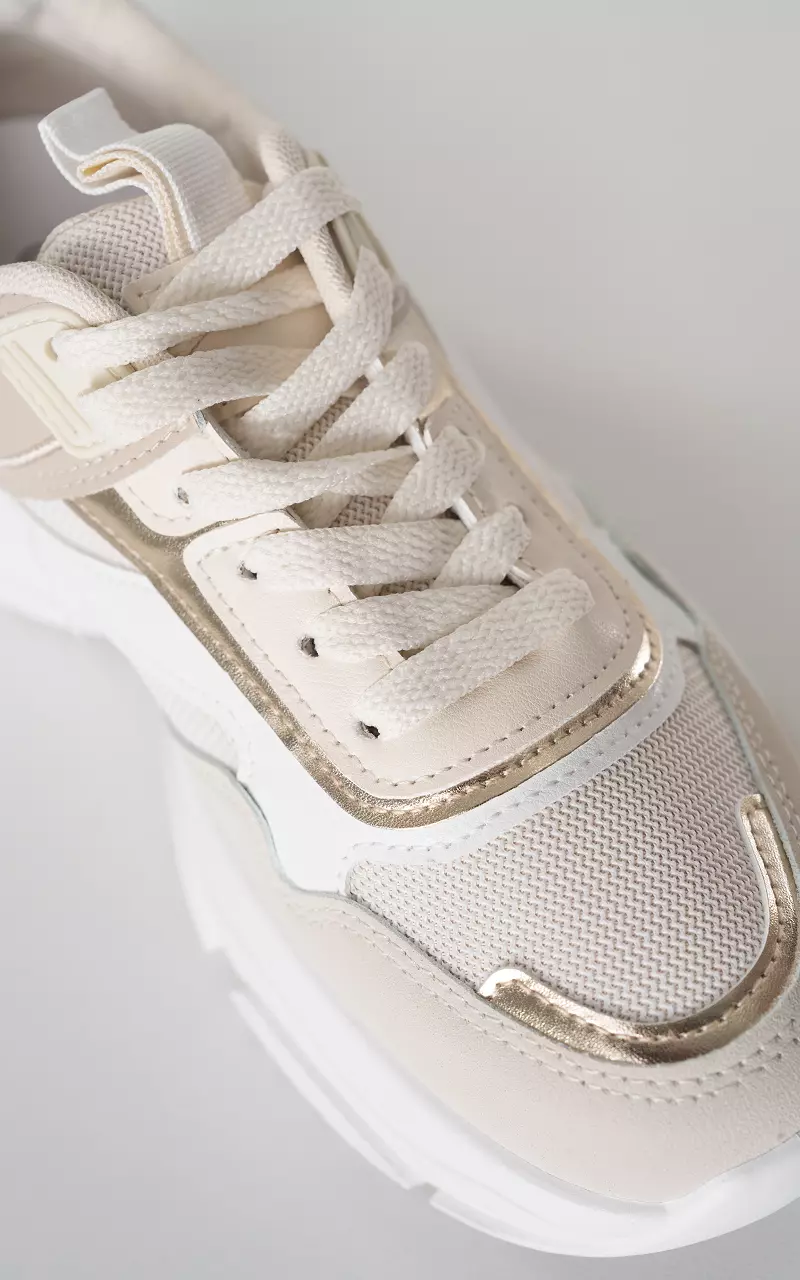 Lace-up sneakers with thick sole Beige Gold