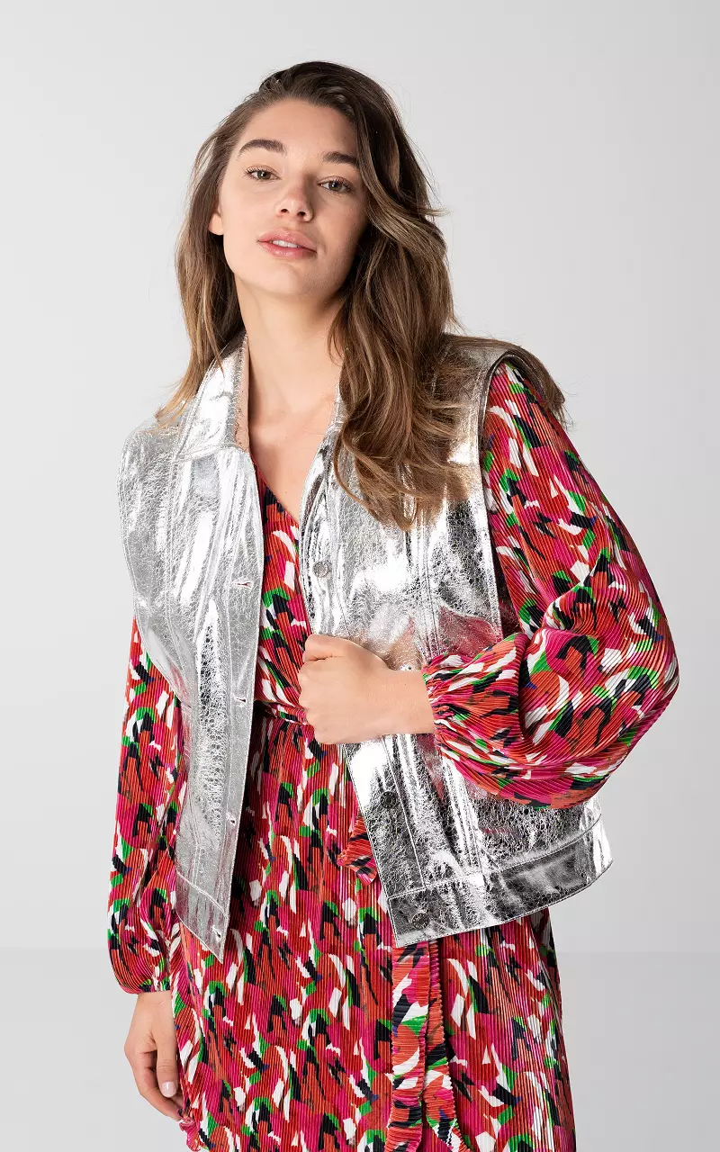 Zilverkleurige gilet met knoopsluiting Zilver