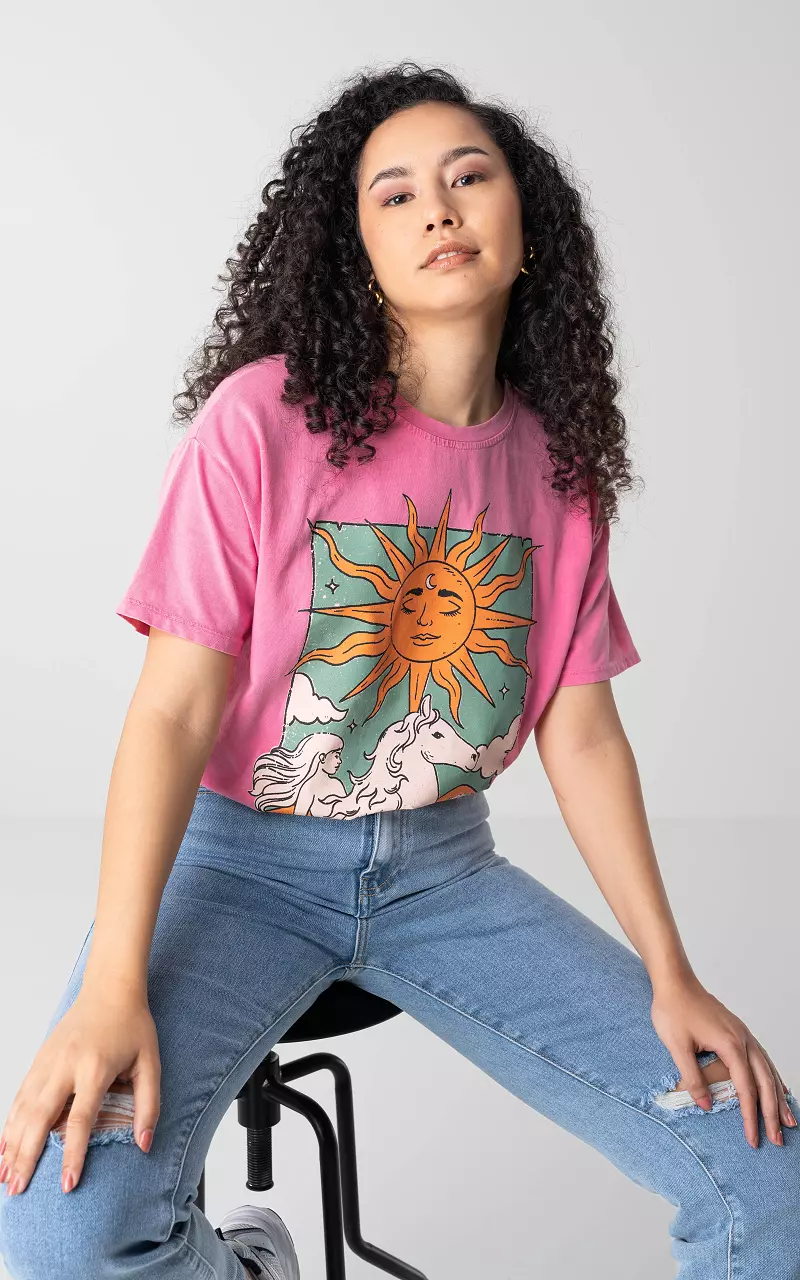 Round neck shirt with print Pink Mint