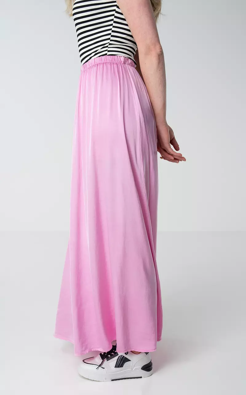 Satin-look maxi skirt Light Pink