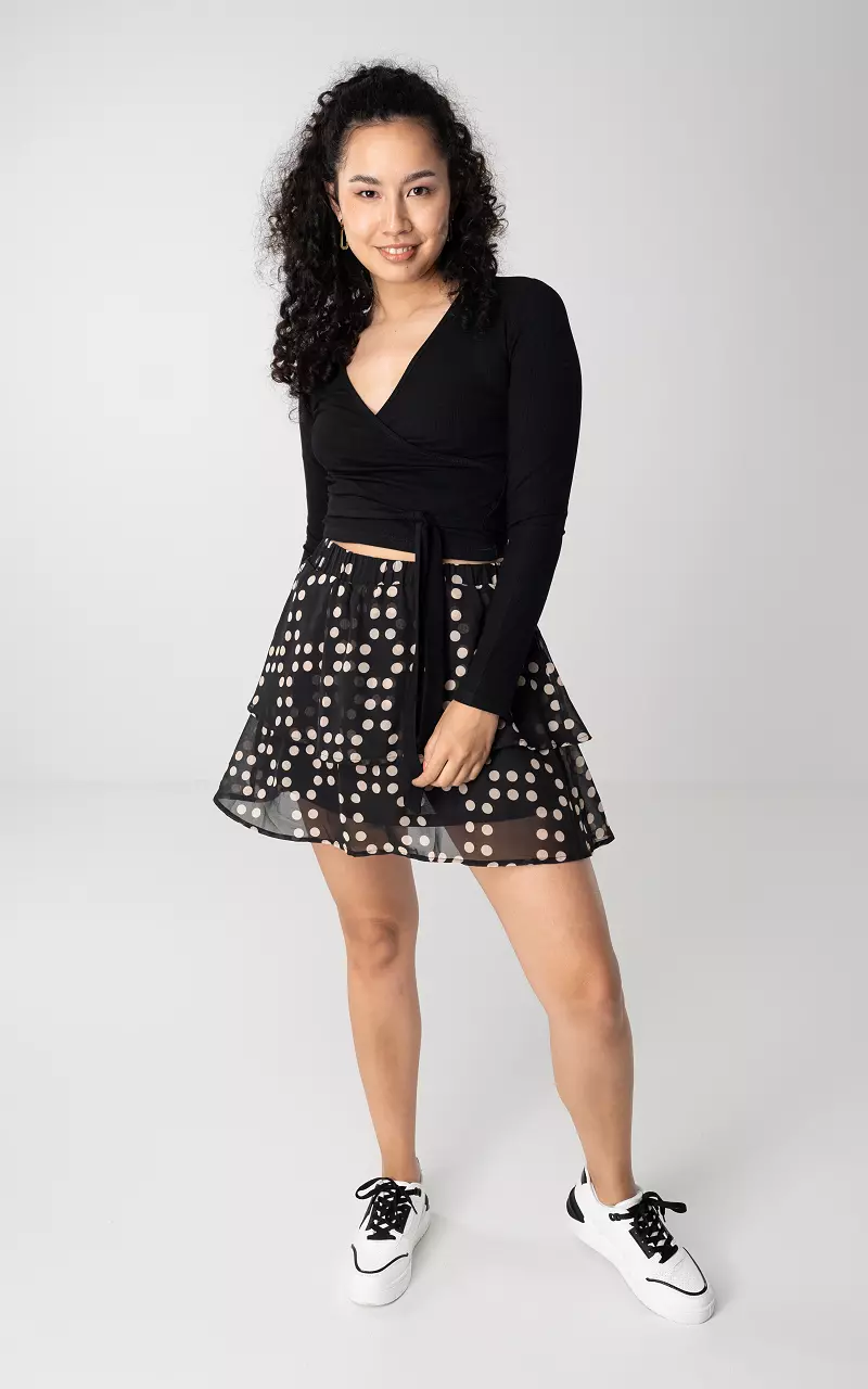 Layered skirt with dotted print Black Cream