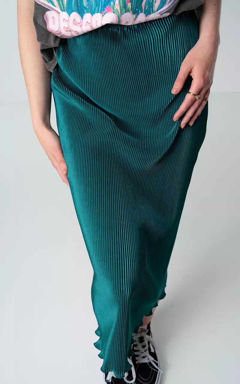 Plissé skirt with elasticated waistband - Petrol