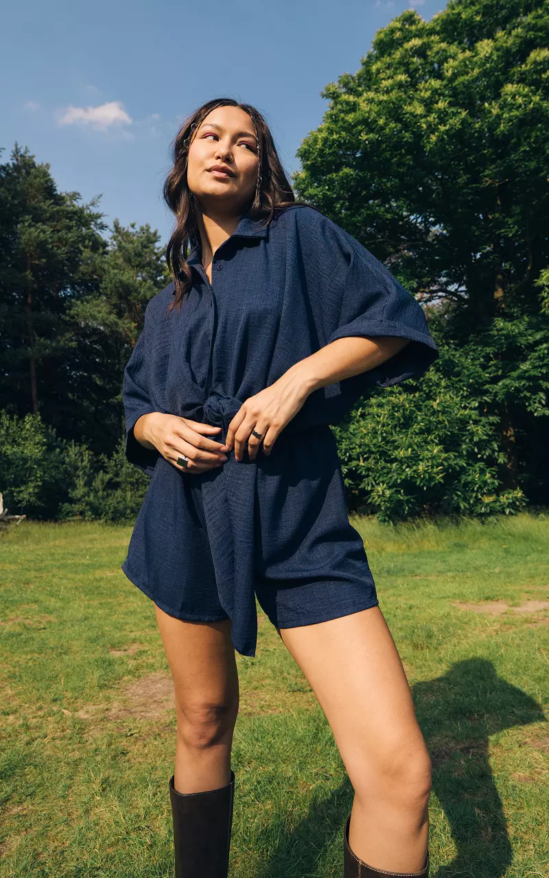 Jumpsuit with waist tie Blue
