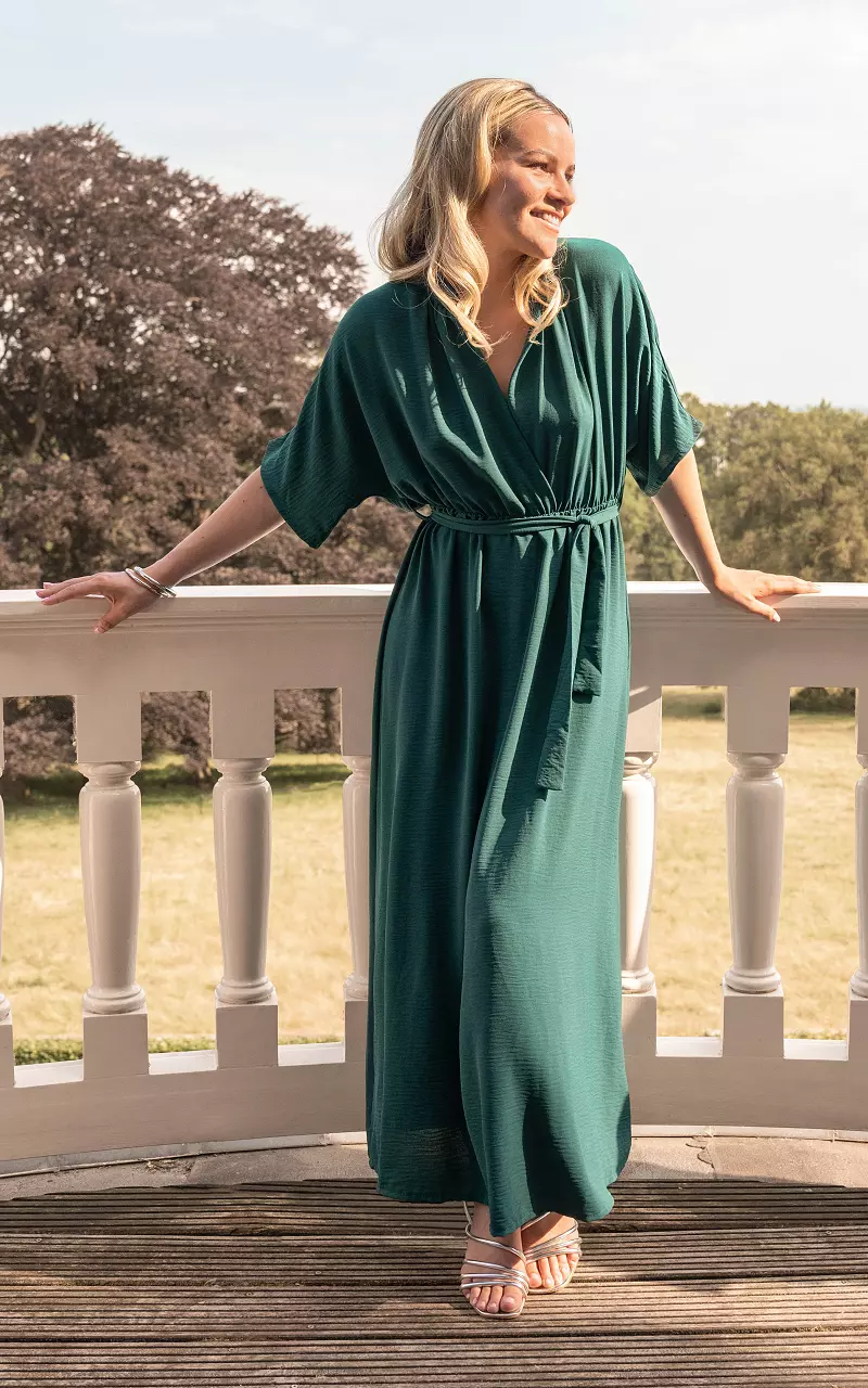 maart betreden Decoratie Maxi jurk met korte mouwen - Emerald | Guts & Gusto
