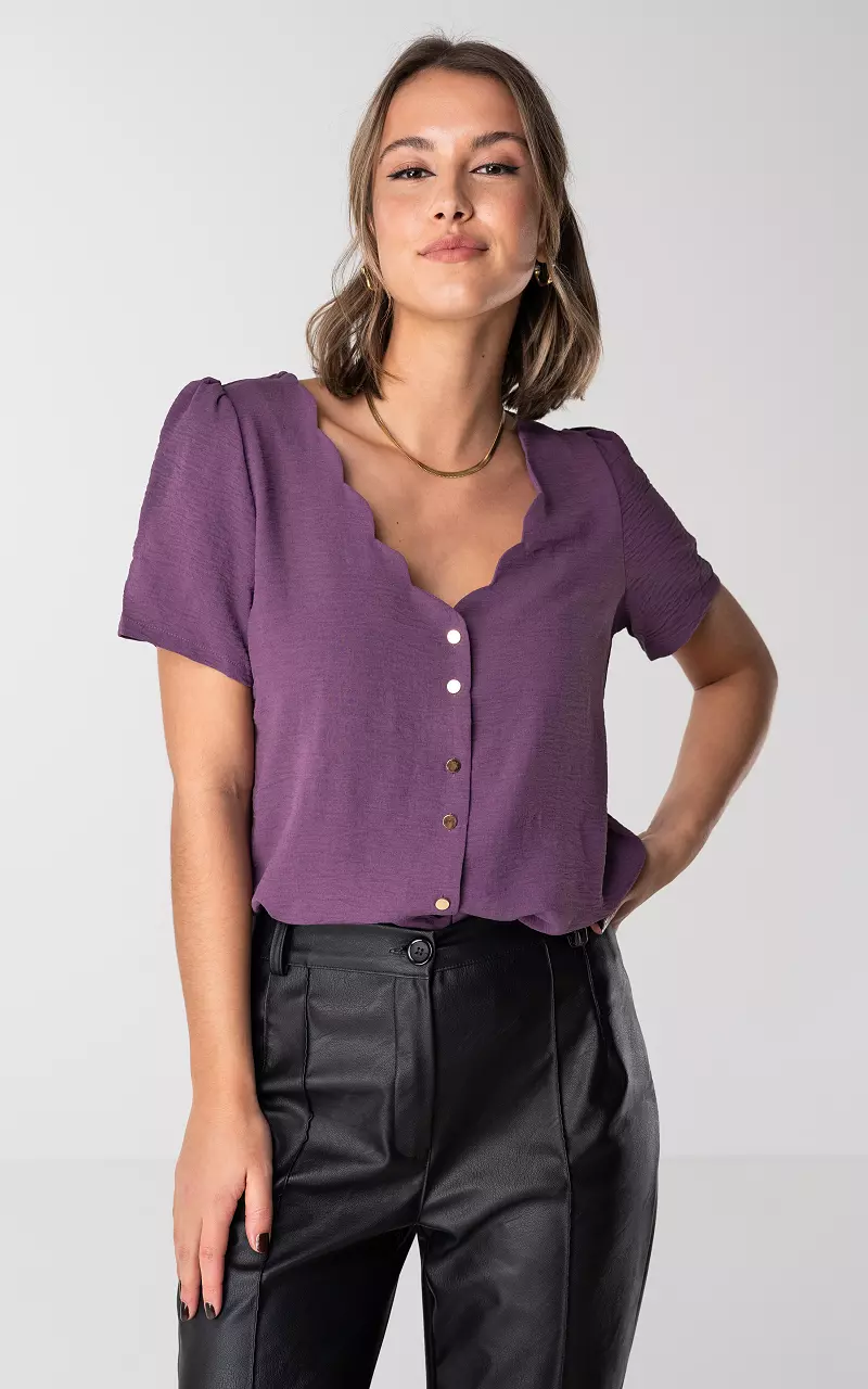V-neck top with buttons Purple