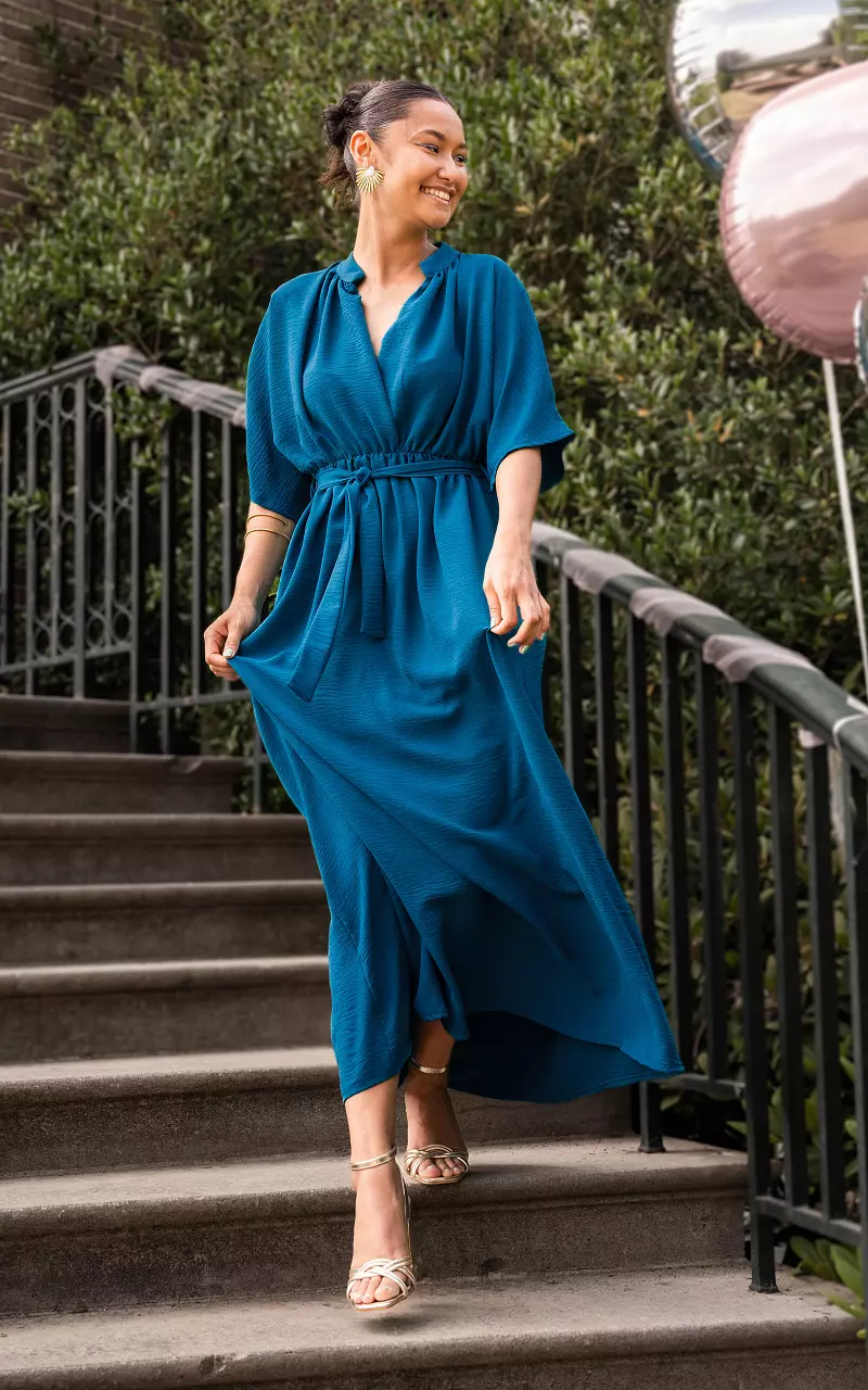 Tomaat Spookachtig Verenigen Maxi jurk met korte mouwen - Blauw | Guts & Gusto
