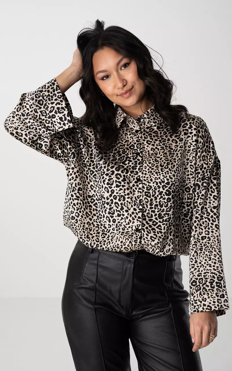 Satin look leopard blouse Leopard