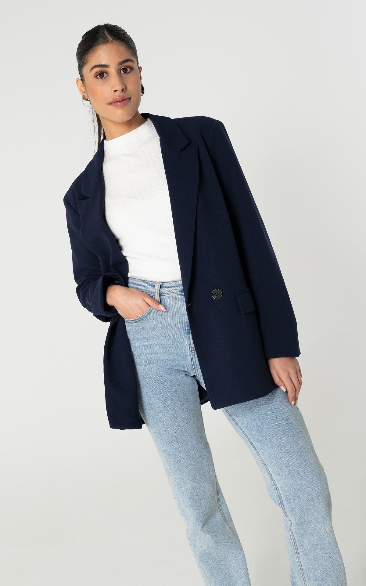 Basic blazer with shoulder pads Dark Blue Guts & Gusto