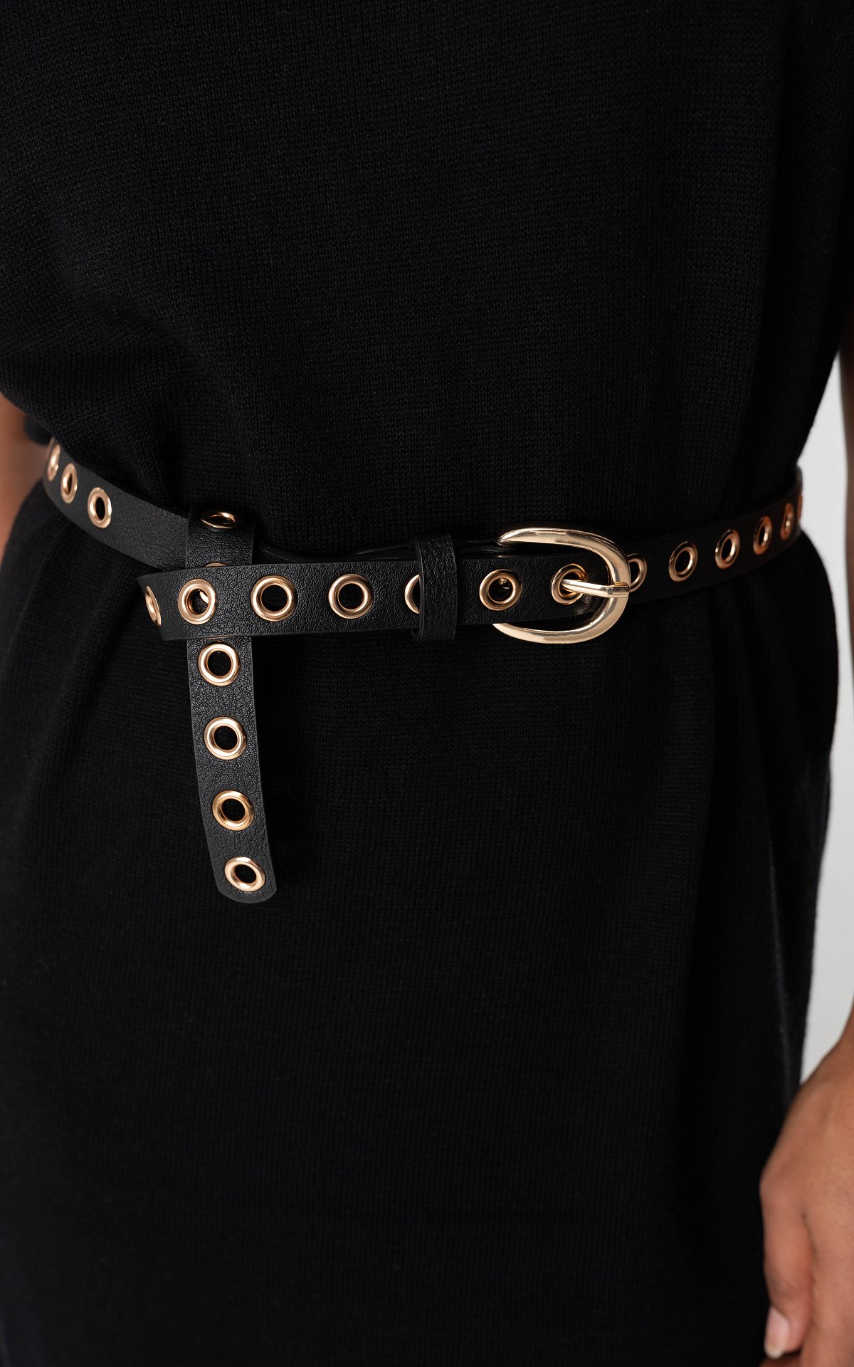 Leather belt with metal rings - Black Gold | Guts & Gusto