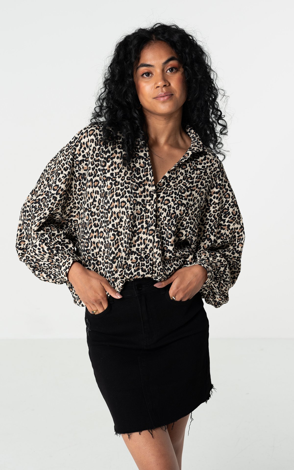 Leopard blouse with puff sleeves - Leopard | Guts & Gusto