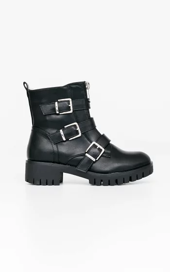 Boots with zips and buckles black