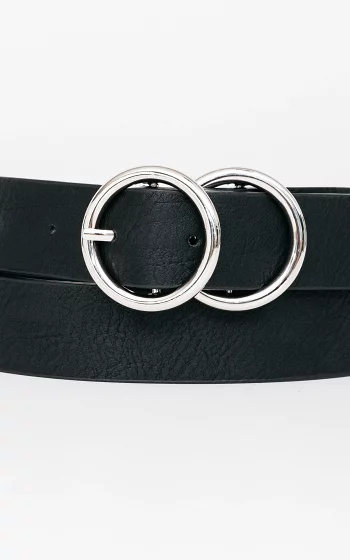 Belt with gold coated buckle black silver