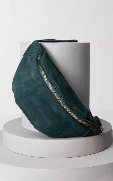 Wildleder-Hüfttasche mit Reißverschluss grün