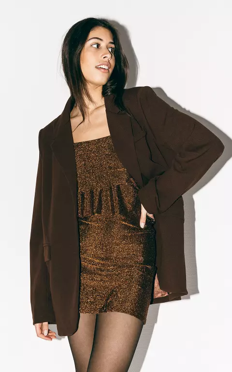 Korte glitter jurk met verstelbare bandjes brons
