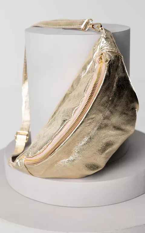 Leder-Hüfttasche mit goldfarbenem Reißverschluss gold