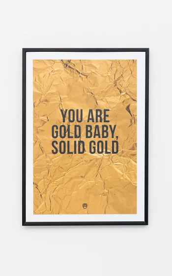 Poster met print en witte rand goud