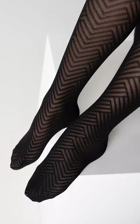 Panty met zigzag patroon zwart