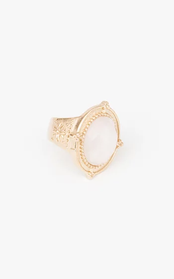 Gouden ring met gekleurde steen lichtroze goud