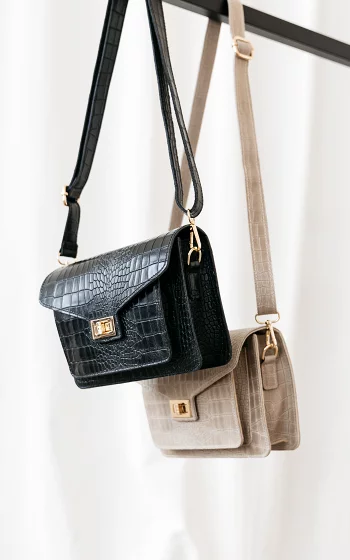 Leather bag with gold-coated details black