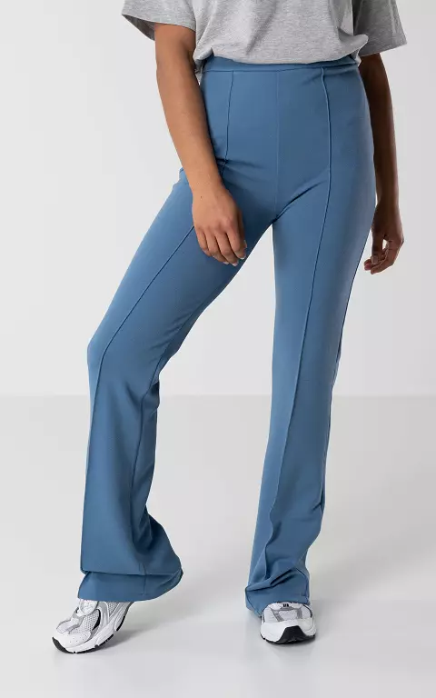 High waist flared pantalon blauw