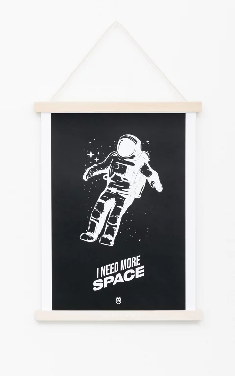 Poster Space mit weißem Rand schwarz weiß