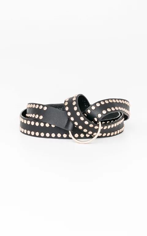 Studded belt with a round buckle 