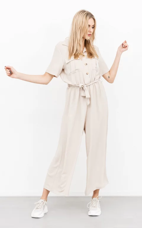 Jumpsuit with buttons beige