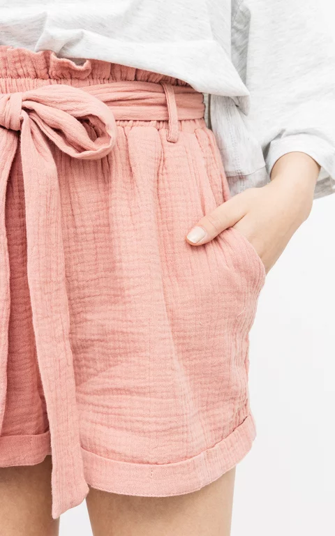 Paperbag-Shorts mit Bindeschleife altrosa