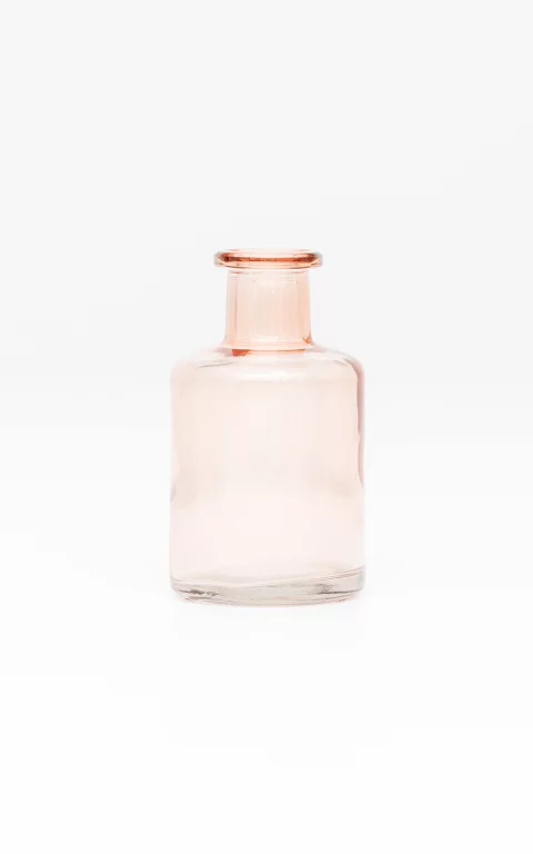 Glass vase with a narrow neck light pink