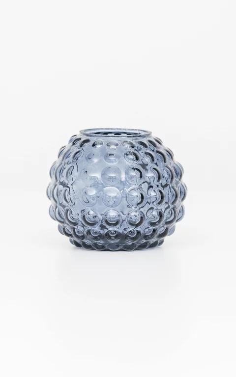 Kugelförmige Vase mit Reliefdesign blau