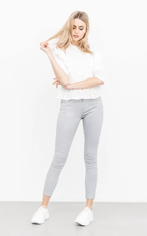 Mid-Waist Jeans mit Streifen dunkelblau weiß
