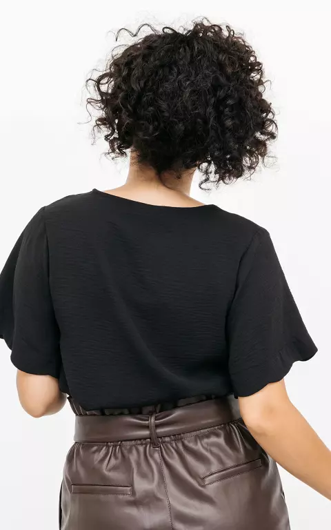 V-hals blouse met knoopjes zwart