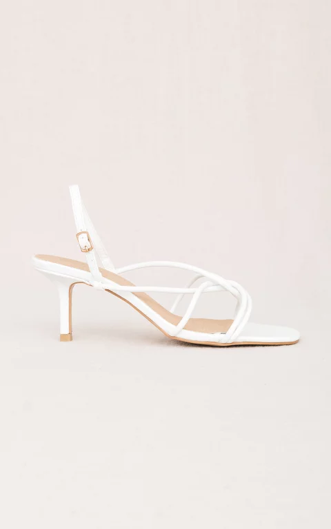 Leather-look heels white