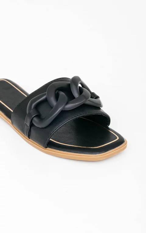 Slip-on sandals with chain details black