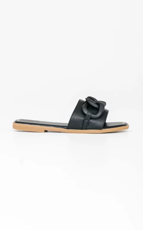 Slip-on sandals with chain details black