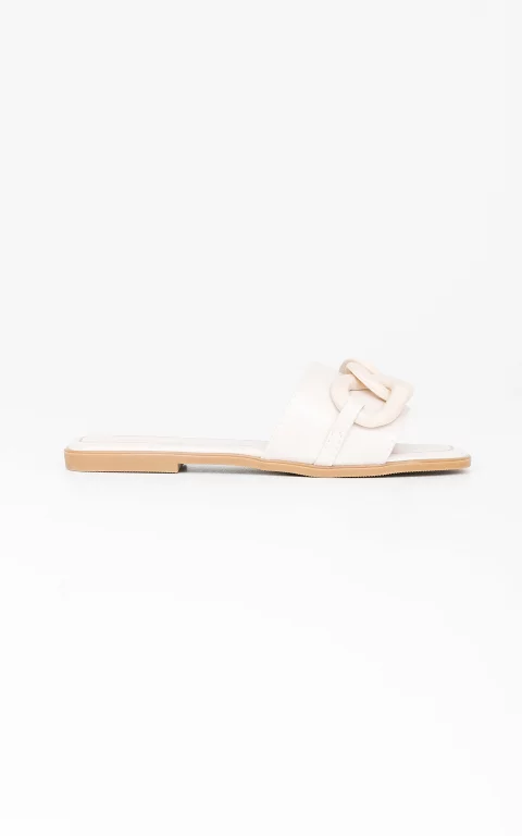 Slip-on sandals with chain details beige